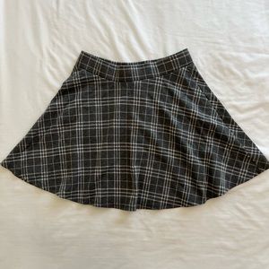 Grey plaid circle high waist mini skirt